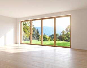 Fototapeta premium Empty luxury modern Room with Large Window and Natural Light