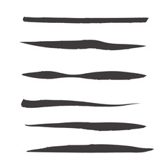 Grunge brush stroke set in black ink texture, abstract paint lines for artistic design, backgrounds, and decoration.

