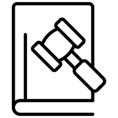 Law Book Outline Icon Design Vector - Book with gavel, representing legal reference, law education, or judicial rules