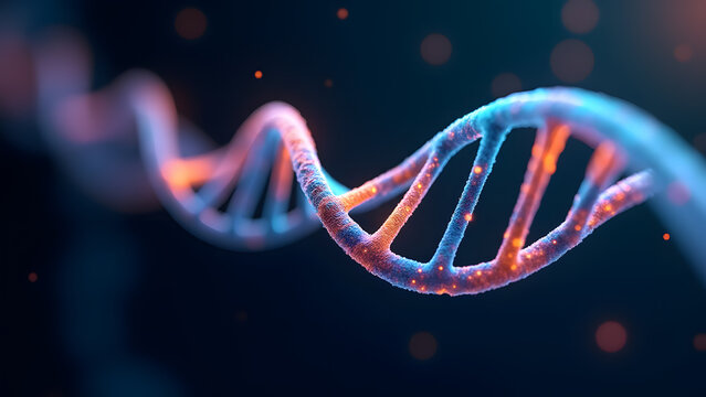 Glowing Digital DNA Strand in Futuristic Biotech Concept