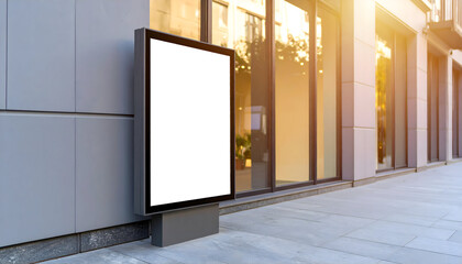 Blank Outdoor Advertising Billboard Signage in Urban Setting During Golden Hour