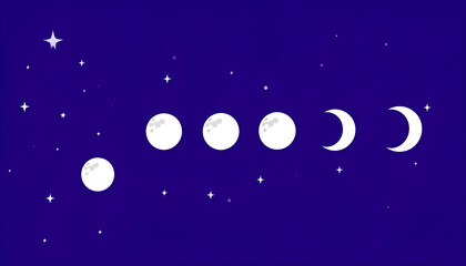 Moon Phases Night Sky Illustration.