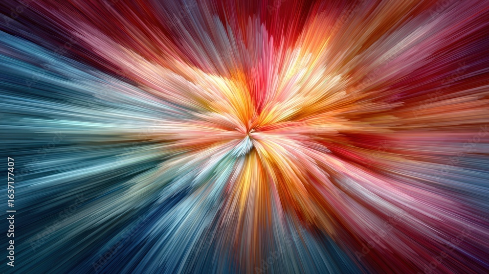 Poster abstract explosion of colorful hues in dynamic vortex blending bright shades and soft tones in a viv