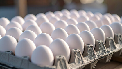 Fresh Eggs Carton Outdoor Market.
