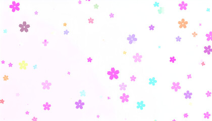 Pastel Flowers Falling White Background.