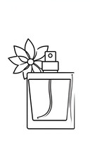 Perfume bottle sketch with floral design.