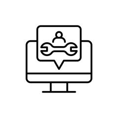 IT administrator outline icons, minimalist vector illustration ,simple transparent graphic element .Isolated on white background