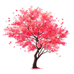 Fototapeta premium Pink cherry blossom tree illustration