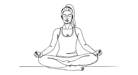 Obraz premium Woman in lotus pose meditation practice. Person finds inner peace and tranquility through mindful meditation. Serene yoga posture for relaxation and stress relief.