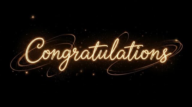 Animated congratulations text with sparkling effect for greetings and celebration videos