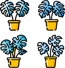 monstera deliciosa plant in pot icon
