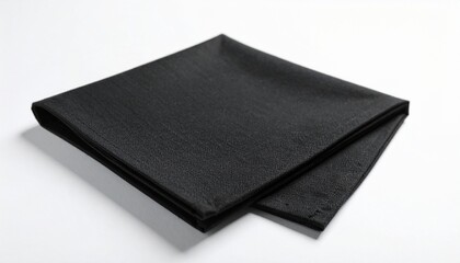 Black linen napkin isolated on white background 