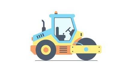 Stylized road roller illustration on a clean white backdrop, suitable for various design applications