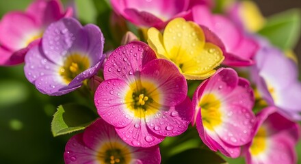 Obraz premium Colorful Spring Flowers in Bloom, Seasonal Nature Background