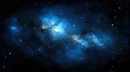 Fototapeta premium Dark Blue Nebula Landscape, Cosmic Fantasy Scenery