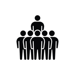 Silhouette of a leader standing above a group of people