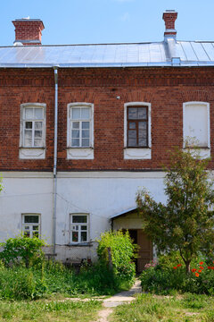 Courtyard near the outbuildings of the medieval Valaam Monastery on the island of Valaam in Karelia