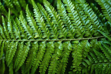 Background of a Lime Green Fern Leaf Closeup in Sunlight.