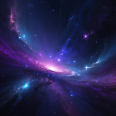 Obraz premium Galactic Purple and Blue Abstract Background with Soft Stars – High-Resolution Cosmic Art – AI