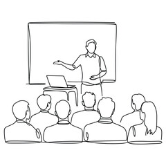 Teacher giving presentation to students in a classroom