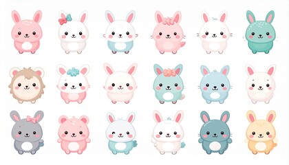 stylish and cute bubo vector icon set for creative designs projects, minimalistic