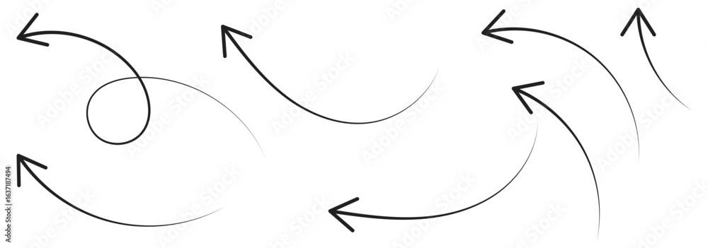 Poster wavy curved long arrow icon. long line arrow vector. flat style arrow symbol. arrow on a transparent