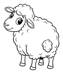 Obraz premium Cartoon Sheep Coloring Page