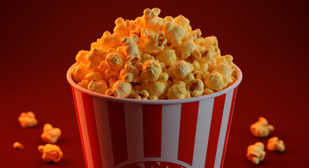 popcorn in a red bowl