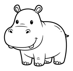 Obraz premium Cartoon Outline of a Smiling Hippopotamus