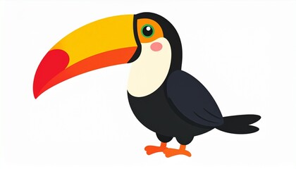 Fototapeta premium Cartoon happy toucan bird setisolated on white background