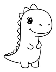 Cute Cartoon Dinosaur Outline with Smiling Face and Spikes