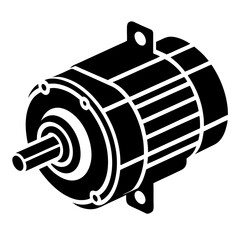 Contour Electric Motor Front and Side View Vector Illustration