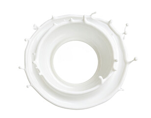 Dynamic Milk Splash in Circular Motion, isolated on transparent background PNG