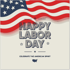 Obraz premium USA Labor Day Poster – Patriotic Design with Flag, Hard Hat, Hammer, and Wrench Honoring American Workers