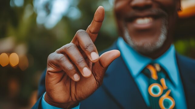 Close-up Man Pointing Finger,  Businessman Gesture,  African American Male Hand