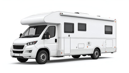 White Motorhome with Travel RV, and Isolated.