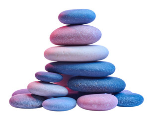 Stacked Smooth Multicolor Pebbles in Zen Formation, isolated on transparent background PNG