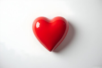 Red Heart Shape on White Background for Love and Romance