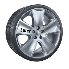 Obraz premium Silver alloy wheel with black tire