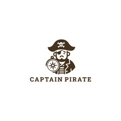 Obraz premium Captain pirate logo vector icon illustration