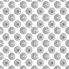 Black and White Abstract Seamless Pattern. Hand Drawn Brush Ink Circles Background for Fabric, Wallpaper, and Wrapping Paper