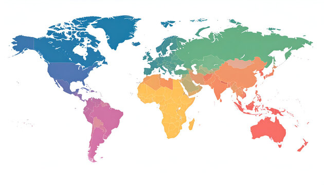 World Map with ColorCoded Regions.