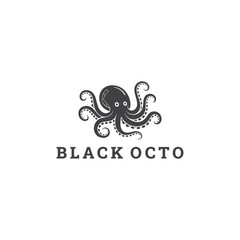 Fototapeta premium Black octopus logo vector icon illustration