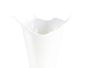 Vertical Splash of Milk with Droplets in Motion, isolated on transparent background PNG