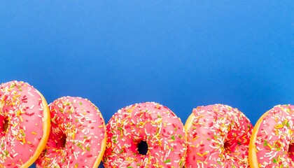 Pink donuts on a vibrant blue background
