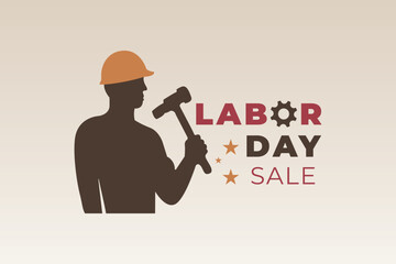 labor day hammer badge with modern silhouette style