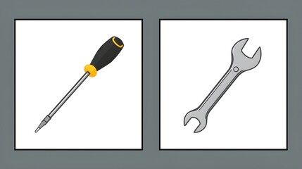 vectors of workshop tools such as screwdrivers and bolt wrenches