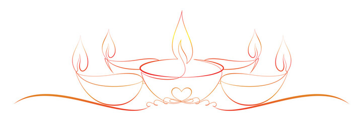 Diwali candle line art style vector illustration, for religious concept 6
