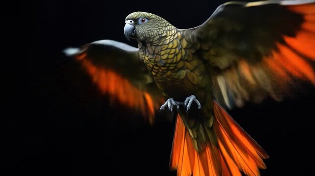 Majestic Kea Parrot in Flight