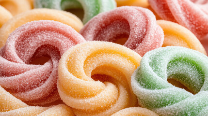 Colorful candy spirals with sugar shimmer create delightful and vibrant treat